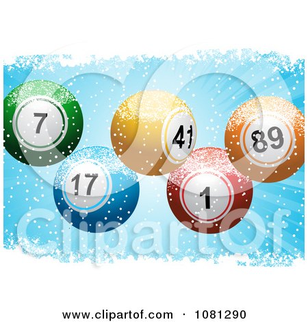 Clipart 3d Colorful Christmas Lotto Or Bingo Balls In Grungy Snow - Royalty Free Vector Illustration by elaineitalia