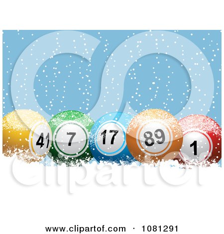 Clipart 3d Colorful Christmas Jackpot Or Bingo Balls In The Snow - Royalty Free Vector Illustration by elaineitalia