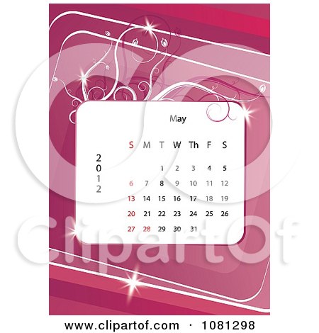 Clipart May 2012 Calendar Over Pink With Vines - Royalty Free Vector Illustration by MilsiArt