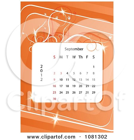 Clipart September 2012 Calendar Over Orange With Vines - Royalty Free Vector Illustration by MilsiArt