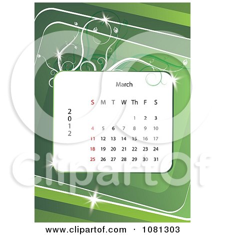 Clipart March 2012 Calendar Over Green With Vines - Royalty Free Vector Illustration by MilsiArt