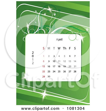 Clipart April 2012 Calendar Over Green With Vines - Royalty Free Vector Illustration by MilsiArt