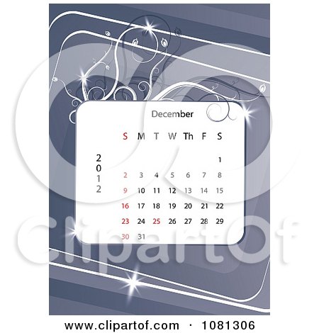 Clipart December 2012 Calendar Over Purple Gray With Vines - Royalty Free Vector Illustration by MilsiArt