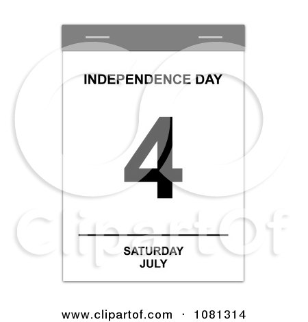 Clipart Grayscale Saturday July 4th Independence Day Calendar - Royalty Free Illustration by oboy
