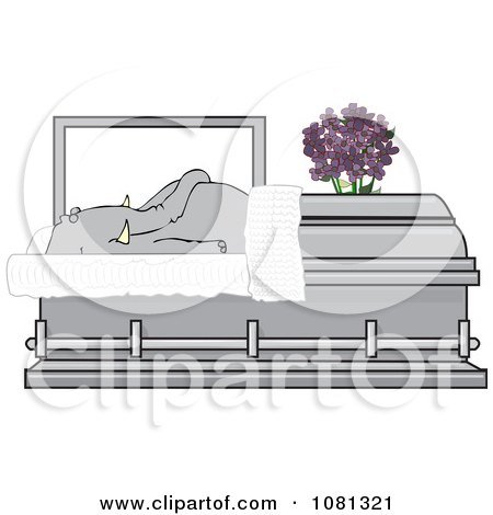 Clipart Dead Elephant In A Coffin - Royalty Free Vector Illustration by djart
