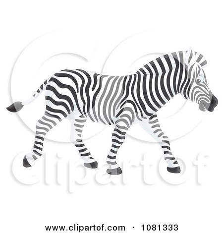 Clipart Profiled Zebra Walking - Royalty Free Illustration by Alex Bannykh