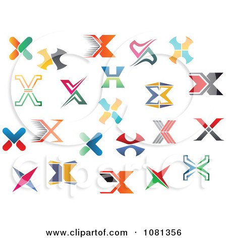 Clipart Set Of Colorful Letter X Logos - Royalty Free Vector Illustration by Vector Tradition SM