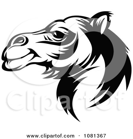 Clipart Black And White Camel Face Profile - Royalty Free Vector Illustration by Vector Tradition SM