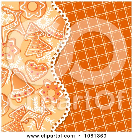 Clipart Gingerbread Christmas Cookie Background With An Orange Grid - Royalty Free Vector Illustration by Vector Tradition SM