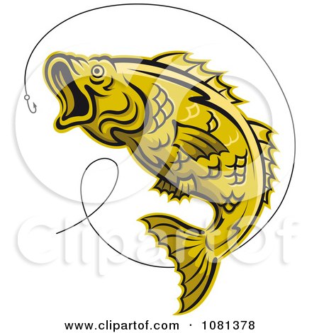 Clipart Leaping Yellow Trout And Hook - Royalty Free Vector Illustration by Vector Tradition SM