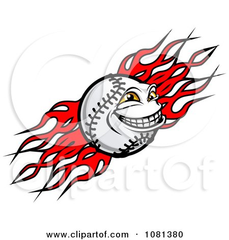 Clipart Baseball Character And Tribal Flames - Royalty Free Vector Illustration by Vector Tradition SM