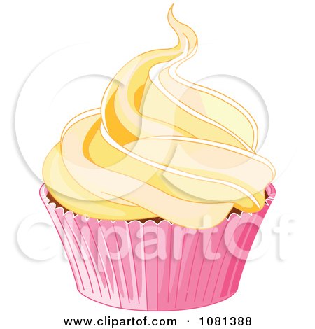 Clipart Cupcake Topped With A Lot Of Yellow Frosting - Royalty Free Vector Illustration by Pushkin