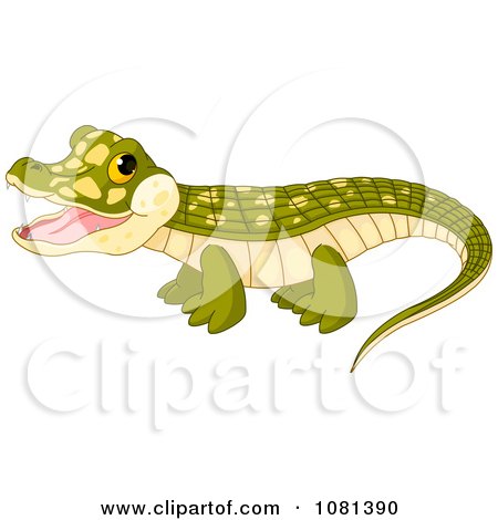 Clipart Cute Happy Baby Crocodile - Royalty Free Vector Illustration by Pushkin