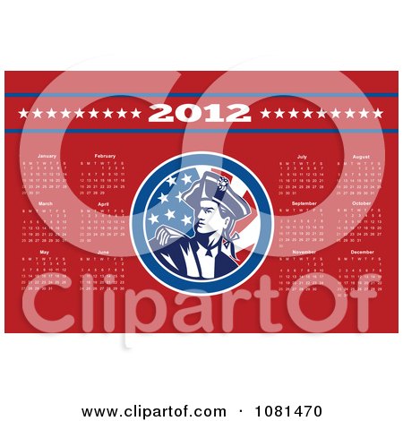 Clipart 2012 Calendar With A Patriot Soldier 1 - Royalty Free Vector Illustration by patrimonio