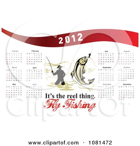 Clipart 2012 Fly Fishing Calendar 1 - Royalty Free Vector Illustration by patrimonio