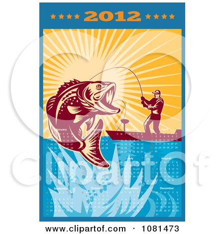 Clipart 2012 Fly Fishing Calendar 2 - Royalty Free Vector Illustration by patrimonio
