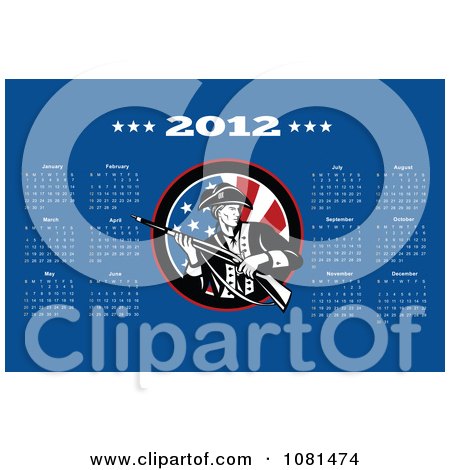 Clipart 2012 Calendar With A Patriot Soldier 3 - Royalty Free Vector Illustration by patrimonio