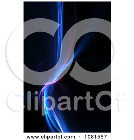 Clipart Blue Neon Fractal Swoosh On Black - Royalty Free Illustration by Arena Creative