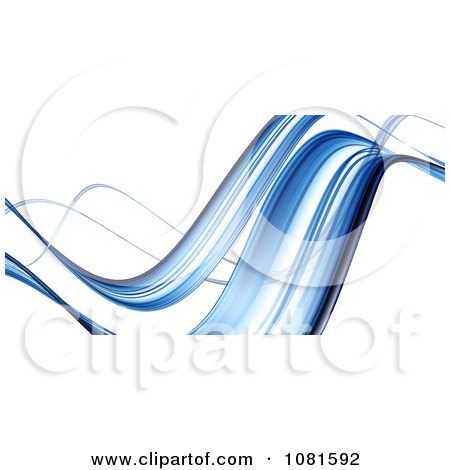 Clipart 3d Blue Swoosh Waves Over White - Royalty Free CGI Illustration by chrisroll