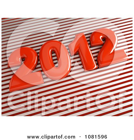 Clipart 3d 2012 On Red And White Diagonal Stripes - Royalty Free CGI Illustration by chrisroll
