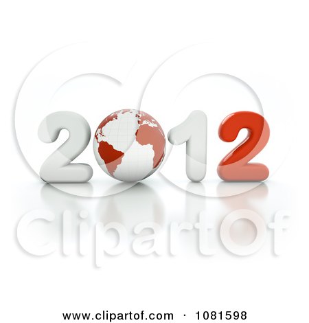 Clipart 3d White And Red 2012 With A Globe - Royalty Free CGI Illustration by chrisroll
