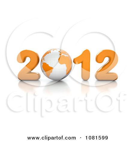 Clipart 3d Orange 2012 With A Globe - Royalty Free CGI Illustration by chrisroll