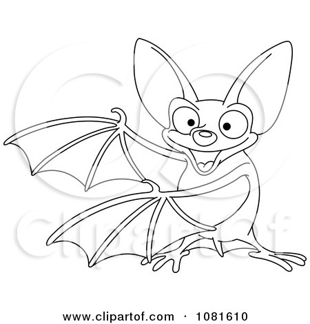 Clipart Outlined Presenting Vampire Bat - Royalty Free Vector Illustration by yayayoyo
