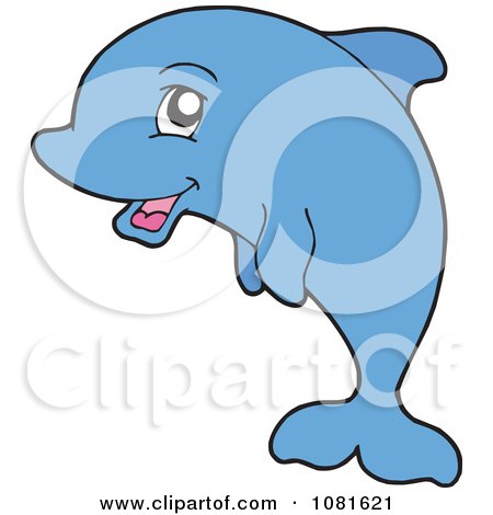 Clipart Happy Blue Dolphin - Royalty Free Vector Illustration by visekart