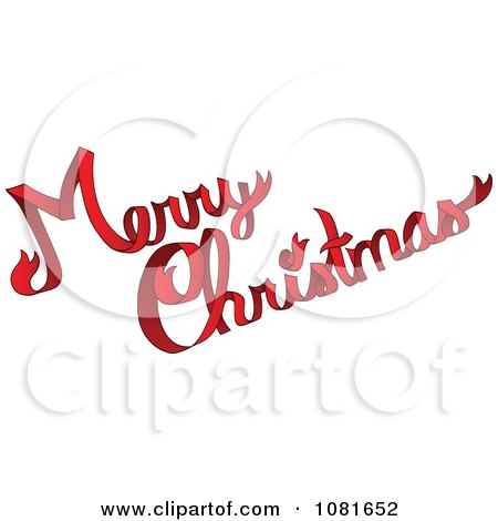 Clipart Red Ribbon Merry Christmas Greeting - Royalty Free Vector Illustration by visekart