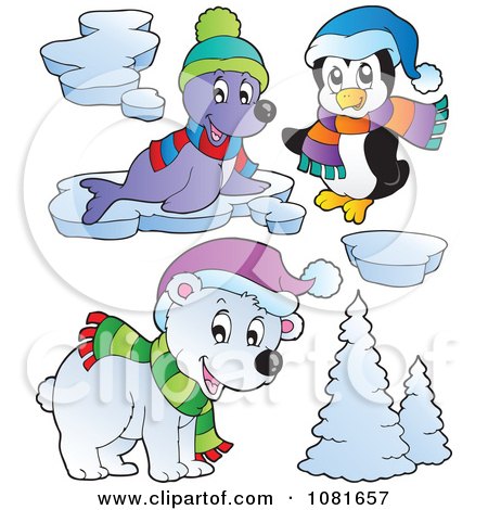 Clipart Seal Polar Bear And Penguin - Royalty Free Vector Illustration by visekart