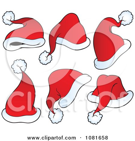 Clipart Six Santa Hats - Royalty Free Vector Illustration by visekart