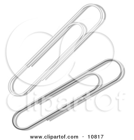 Two Silver Paperclips on a White Background Clipart Illustration by Leo Blanchette