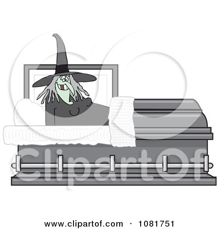Clipart Witch Sitting Upright In A Coffin - Royalty Free Vector Illustration by djart
