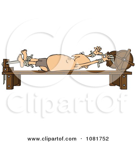 Clipart Man Stretched Out On A Rack - Royalty Free Vector Illustration by djart