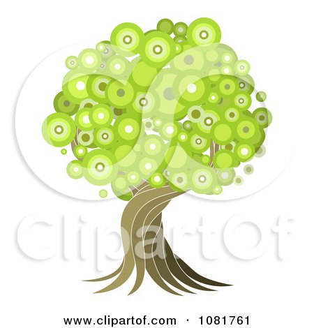 Clipart Green Circle Foilage Tree With A Twisting Trunk - Royalty Free Vector Illustration by AtStockIllustration