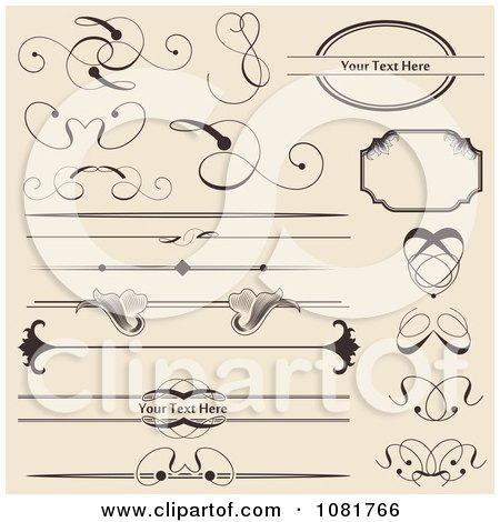 Clipart Set Of Vintage Swirl And Floral Rules Borders And Frames - Royalty Free Vector Illustration by vectorace