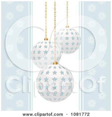 Clipart Pastel Blue Snowflake Background With Starry Christmas Ornaments - Royalty Free Vector Illustration by elaineitalia