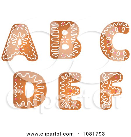 Clipart Gingerbread Letters A Through F Design Elements - Royalty Free Vector Illustration by Vector Tradition SM