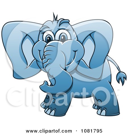 Clipart Cute Blue Elephant - Royalty Free Vector Illustration by Vector Tradition SM