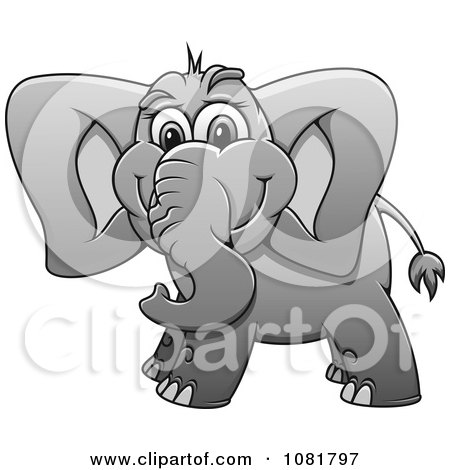 Clipart Cute Grayscale Elephant - Royalty Free Vector Illustration by Vector Tradition SM