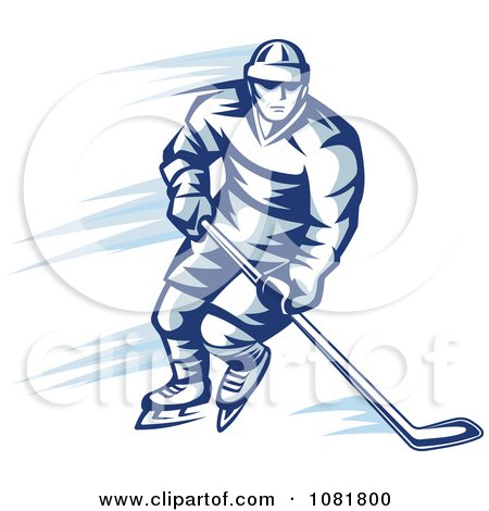 Clipart Blue Ice Hockey Player - Royalty Free Vector Illustration by Vector Tradition SM