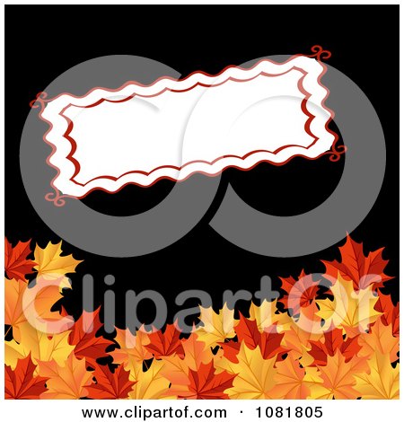 Clipart Blank Red Trimmed Sign Above Autumn Maple Leaves On Black - Royalty Free Vector Illustration by Vector Tradition SM