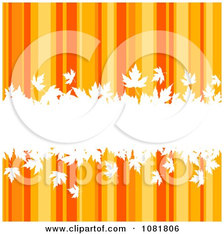 Clipart Orange Autumn Striped Background With White Leaves - Royalty Free Vector Illustration by Vector Tradition SM