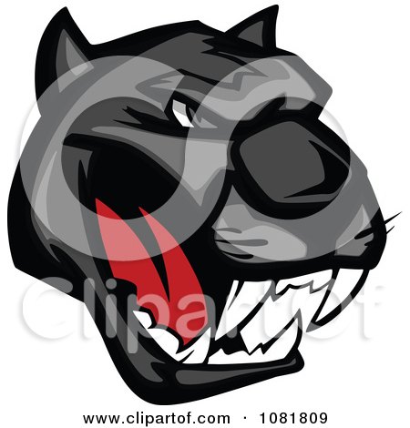 Clipart Black Growling Panther Head - Royalty Free Vector Illustration by Vector Tradition SM
