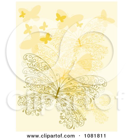 Clipart Ornate Orange Butterfly Background - Royalty Free Vector Illustration by Vector Tradition SM