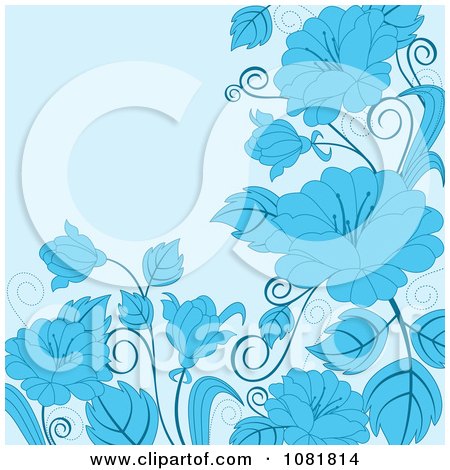 Clipart Blue Floral Background With Large Blossoms - Royalty Free Vector Illustration by Vector Tradition SM