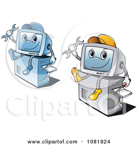 Clipart Computer Repair Guys - Royalty Free Vector Illustration by Vector Tradition SM