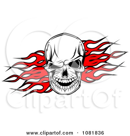 Clipart Skull Over Red Flames - Royalty Free Vector Illustration by Vector Tradition SM
