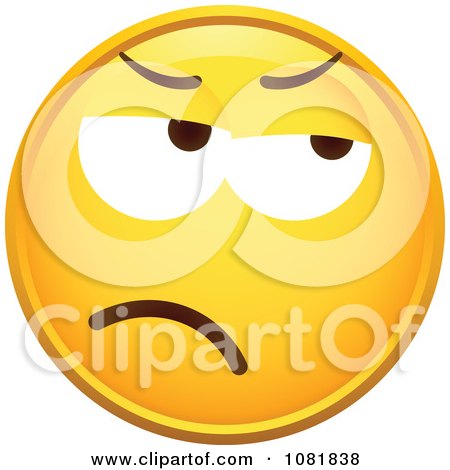 Clipart Yellow Smiley Emoticon Face With A Grumpy Expression - Royalty Free Vector Illustration by beboy