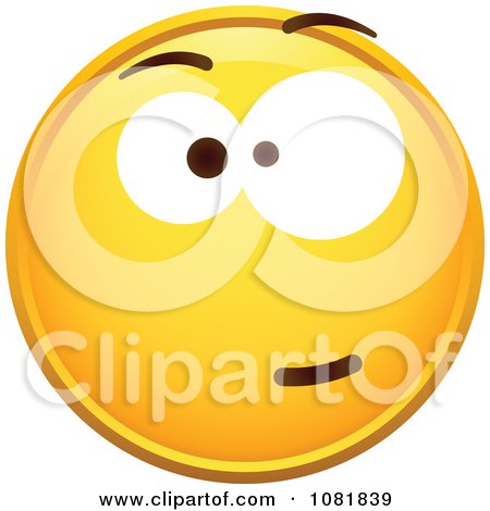Clipart Yellow Smiley Emoticon Face With A Skeptical Expression - Royalty Free Vector Illustration by beboy